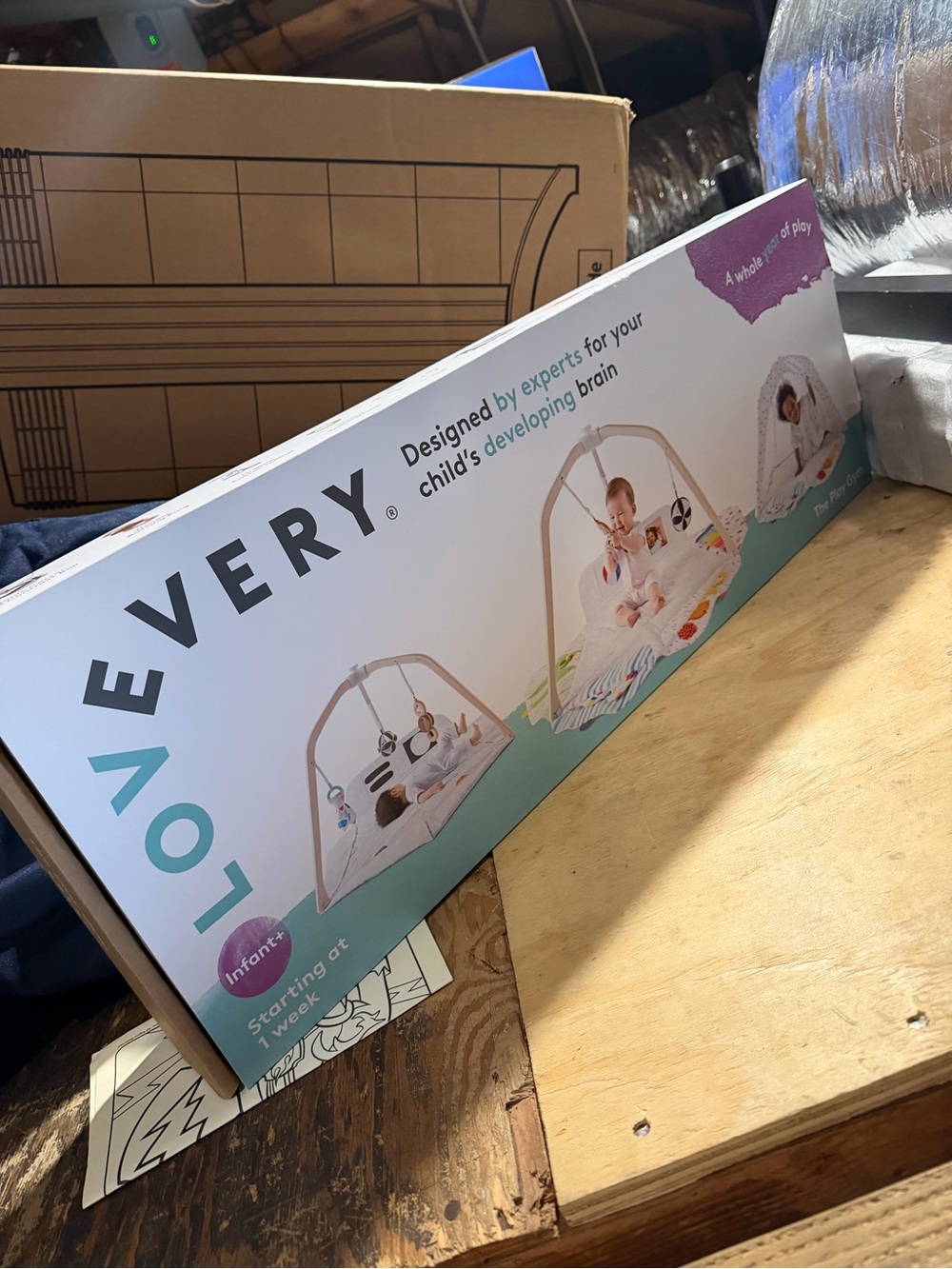 LOVEVERY Infant Play Gym - White/Tan